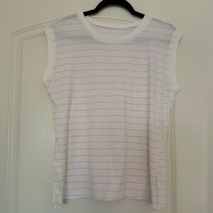 Frank & Eileen White and Pink Striped Muscle Tee